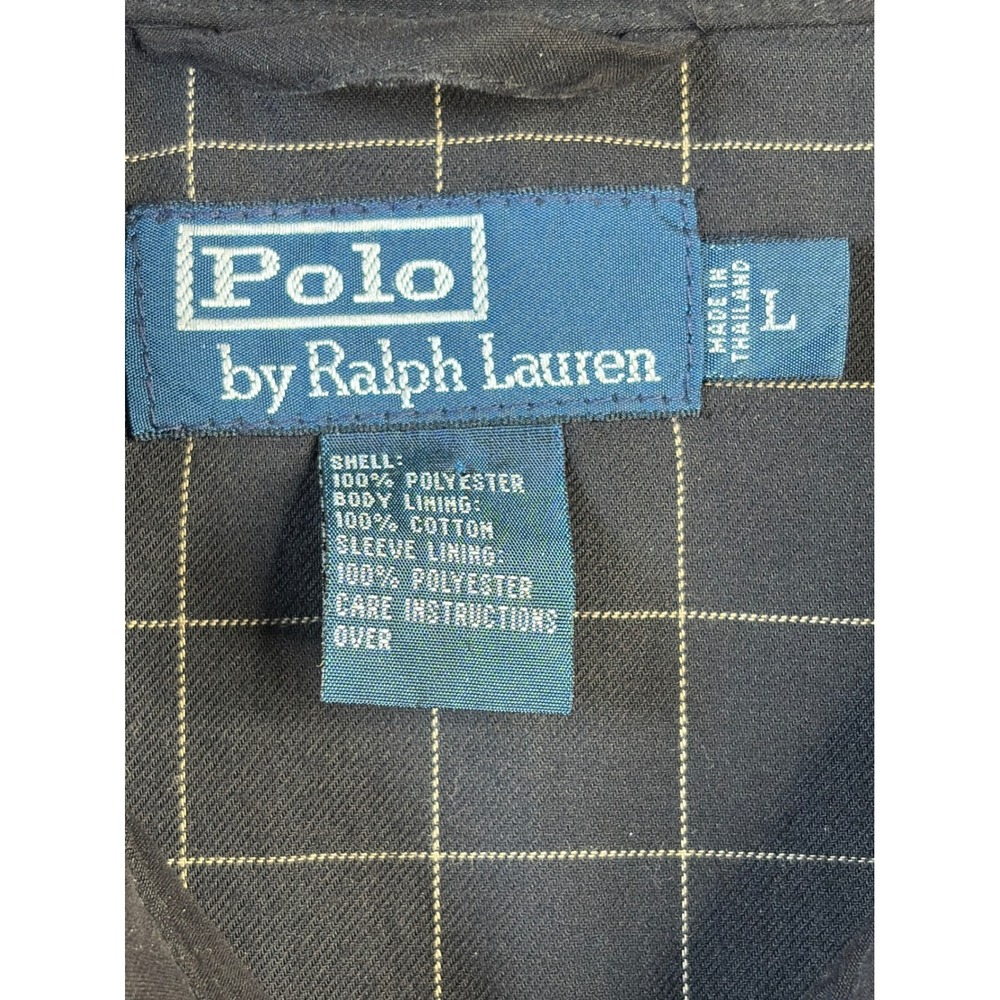 Polo Ralph Lauren Mens Black Harrington Jacket L Windowpane Lining Windbreaker - Picture 6 of 7